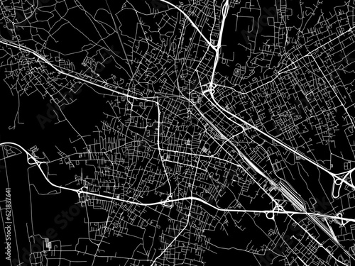 Tableau sur toile Vector road map of the city of  Gallarate in the Italy with white roads on a black background