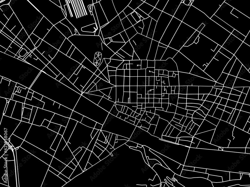 Fototapeta premium Vector road map of the city of Firenze Centro in the Italy with white roads on a black background.