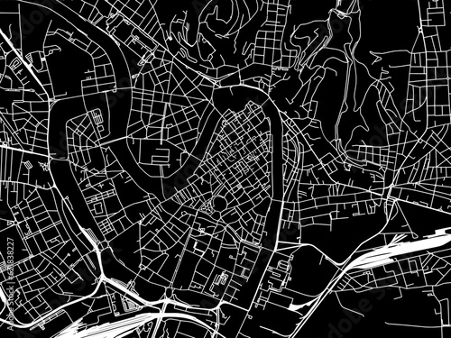 Vector road map of the city of  Verona Centro in the Italy with white roads on a black background.