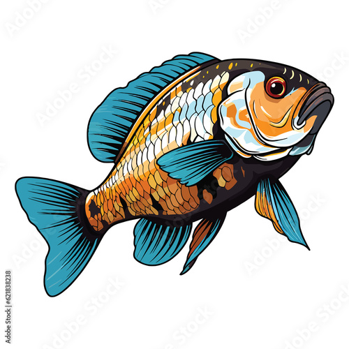 Tropical Delight: 2D Illustration of a Jewel Cichlid in a Vivid Setting photo