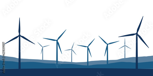 windmills silhouette wind power energy concept isolated on transparent vector illustration EPS10