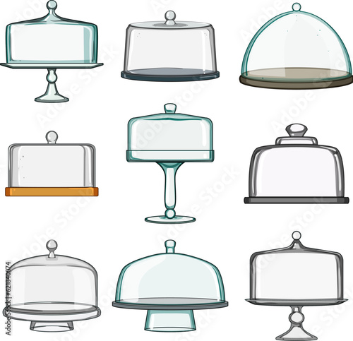 cake dome set cartoon. dessert stand, plate sweet, tray birthday cake dome sign. isolated symbol vector illustration