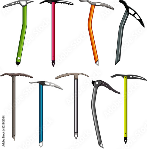 ice axe set cartoon. sport tool, extreme mountain, climb adventure ice axe sign. isolated symbol vector illustration