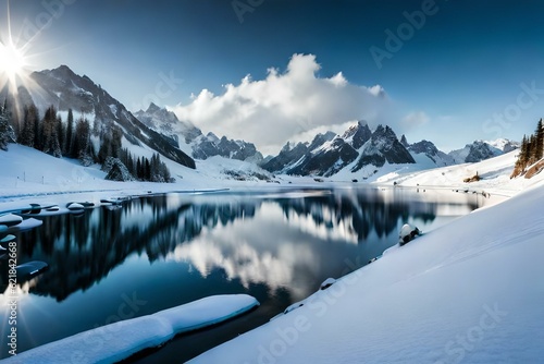 snow covered mountains