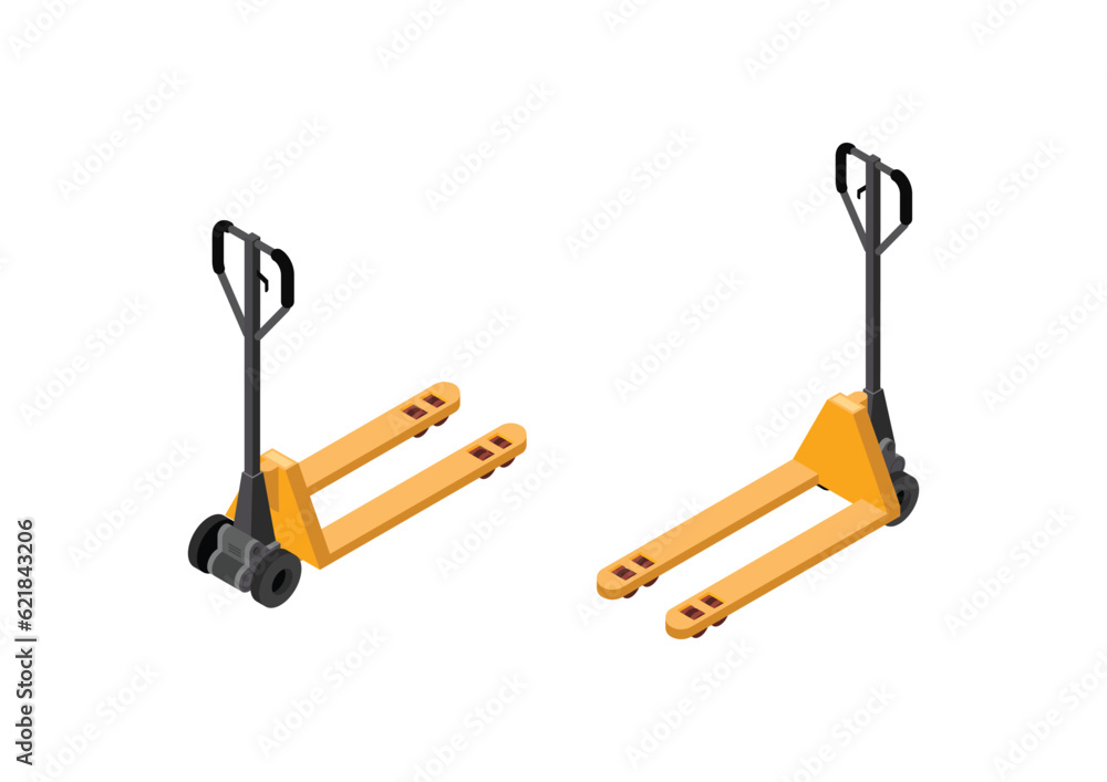 Hand pallet truck. Isometric vector Hand pallet truck. Isometric vector