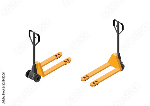 Hand pallet truck. Isometric vector