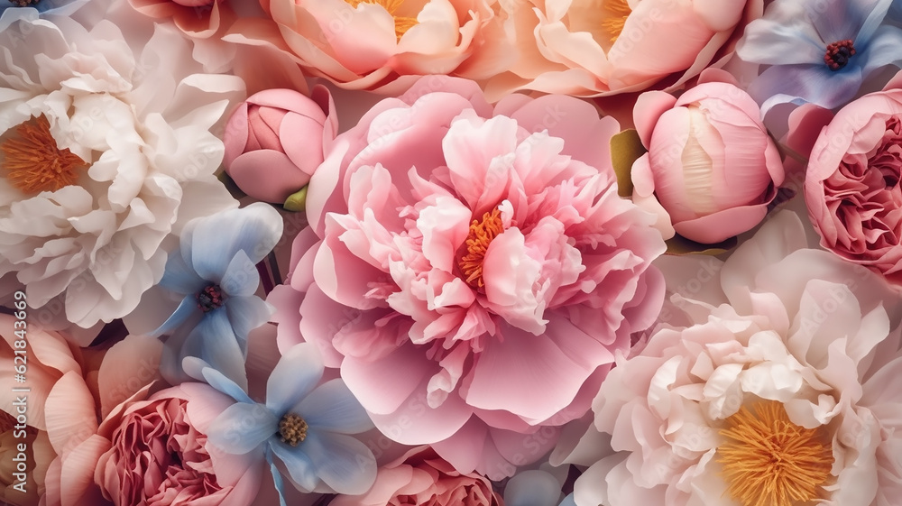 peonies abstract summer background flowers. generative Ai peonies abstract summer background flowers. generative Ai