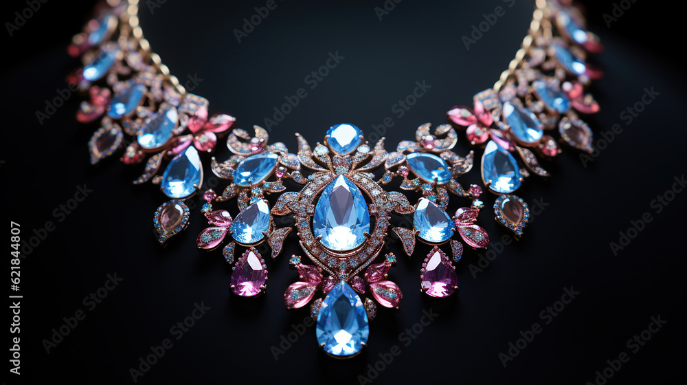 Elegant Statement Necklaces. Adorning the Neckline with Sparkle. Generative Ai Elegant Statement Necklaces. Adorning the Neckline with Sparkle. Generative Ai