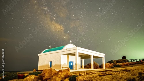 Milky Way time lapse behind the Ayioi Anargiroi Church photo
