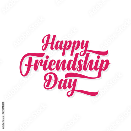 Happy Friendship day vector illustration with pink color text for celebrating friendship day 2023. Friendship day script lettering and typography greeting card creative idea. Friendship day banner.