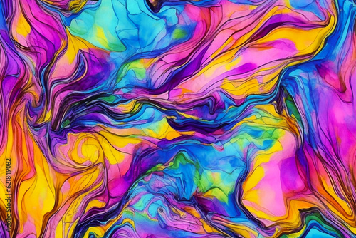 Abstract motion colorful liquid 3d background illustration. Generative AI