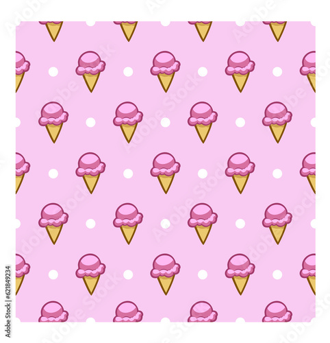 ice cream fabric pattern with circle 