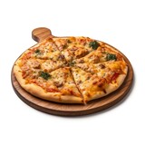 Pizza on a wooden board generative ai