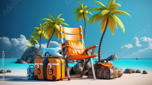 3D Beach Chair For Summer Vacation. Generative Ai © vectorizer88