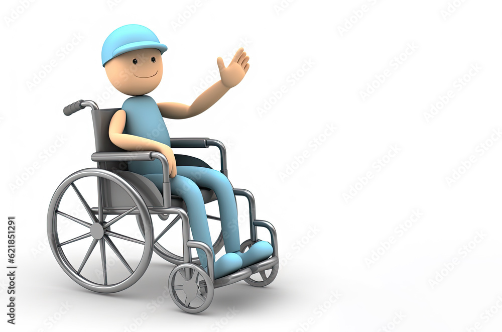 A person is sitting in a wheelchair on a gray background A person is sitting in a wheelchair on a gray background