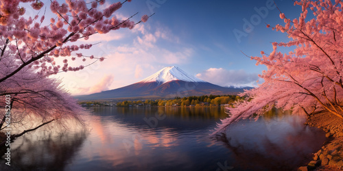 Fuji mountain in spring with Cherry Flower © AhmadSoleh