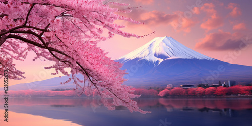 Fuji mountain in spring with Cherry Flower © AhmadSoleh