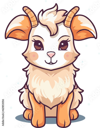 Cute Goat Cartoon Character: Perfect for Children's Farm-themed Designs and Educational Materials