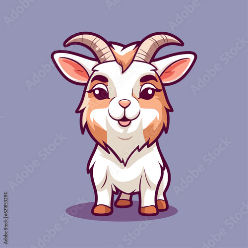 Cute Goat Cartoon Character: Perfect for Children's Farm-themed Designs and Educational Materials