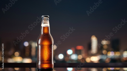 a Cold Beer and the Magnificent City Lights. Generative Ai