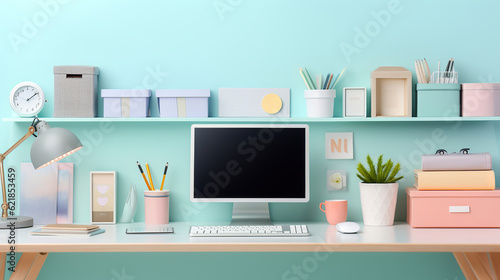 Organized Home and Office Desk for Efficient Work and Creative Thinking. Generative Ai
