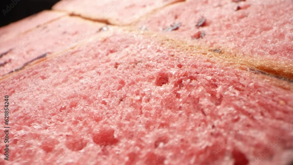 Macro video showcasing the tantalizing texture and rich red color of Red Velvet Bread, created with a captivating probe lens. Indulge your senses with this visually stunning and delicious treat.
Macro video showcasing the tantalizing texture and rich red color of Red Velvet Bread, created with a captivating probe lens. Indulge your senses with this visually stunning and delicious treat.