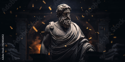 Plato bust sculpture, ancient Greek philosopher. Generative AI photo