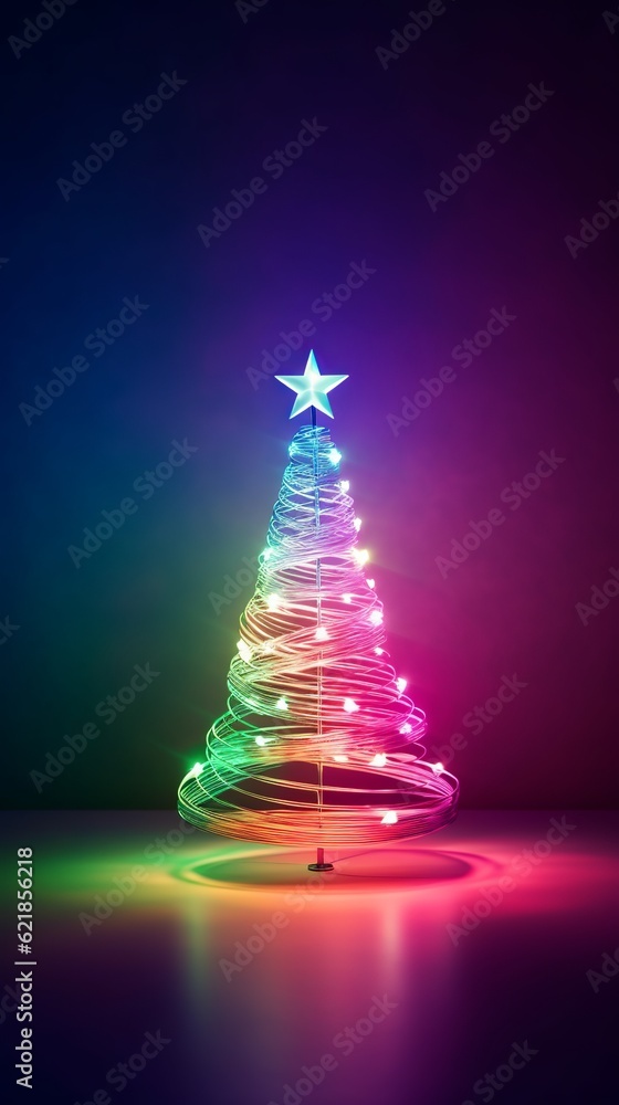 Christmas tree from LED garland with light bulbs for christmas holiday Christmas tree from LED garland with light bulbs for christmas holiday
