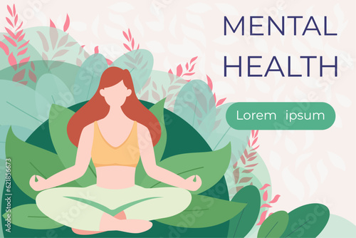 banner psychological health, psychology, plants, calming, meditation, example text  