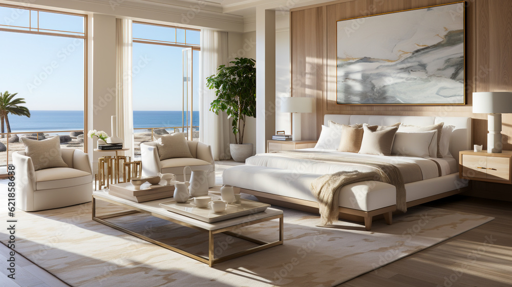 Unwind in Style: Embrace the Splendor of a Modern Hotel Room with Large Comfy Bed, Generative AI Unwind in Style: Embrace the Splendor of a Modern Hotel Room with Large Comfy Bed, Generative AI
