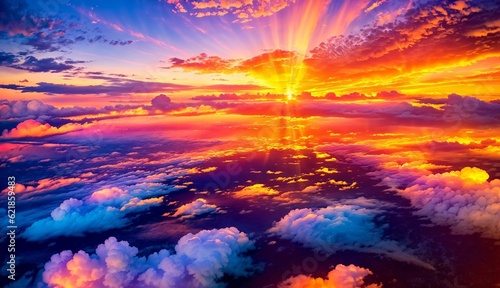 Capturing the Utterly Spectacular Sunset with Colourful Clouds and an Epic Bright Sky ai generated