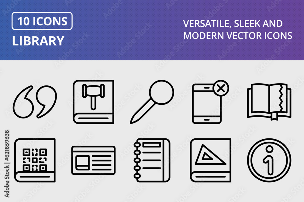 Vector Library Icon Set Stock Vector | Adobe Stock