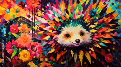 fluidity and unpredictability of watercolors by creating a dynamic and energetic Hedgehog print. bold brushstrokes and splashes of color to depict the Hedgehog movement and power