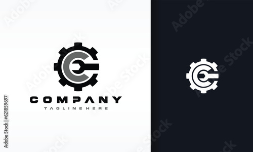 letter C gear wrench logo
