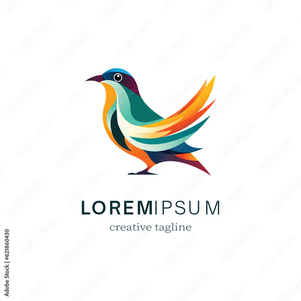 Obraz premium vector colorful bird illustration gradient