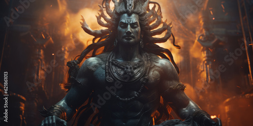 Shiva bust sculpture, Shiva also known as Mahadeva is one of the principal deities of Hinduism.. Generative AI