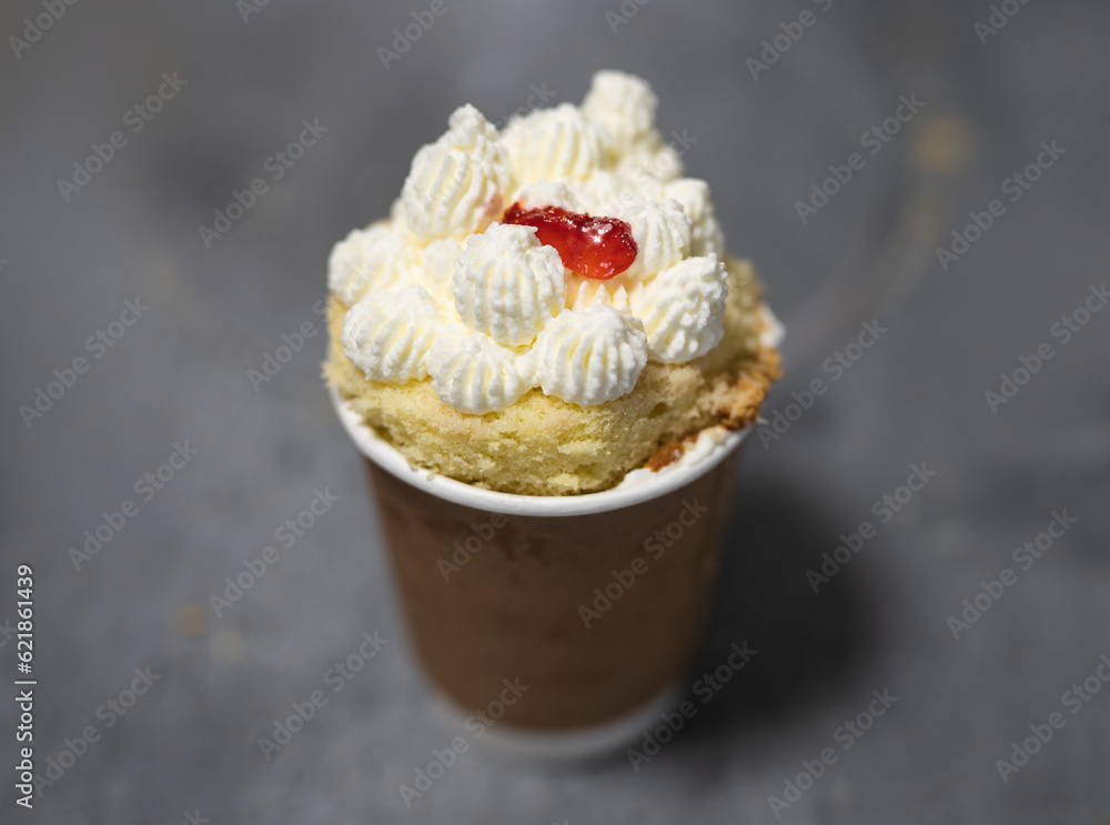 the confectioner prepared delicious sweet desserts with cream the confectioner prepared delicious sweet desserts with cream