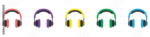 Headphones icons set. Vector illustration