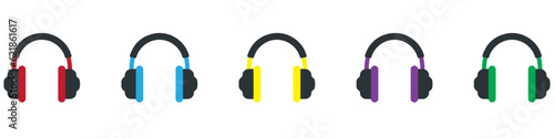 Headphones icons set. Vector illustration