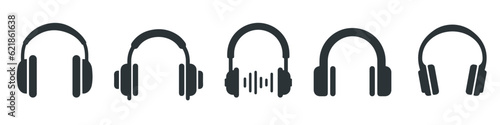 Headphones icons set. Vector illustration