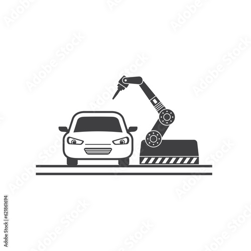 automotive assembly manufacturer, icon, vector art. 