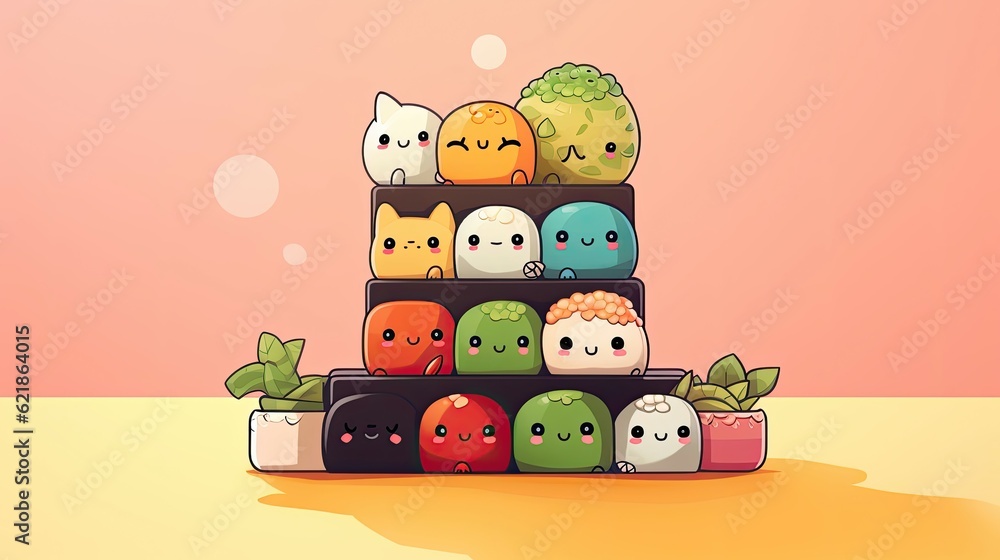 Obraz premium a bunch of sushi sitting on top of a table