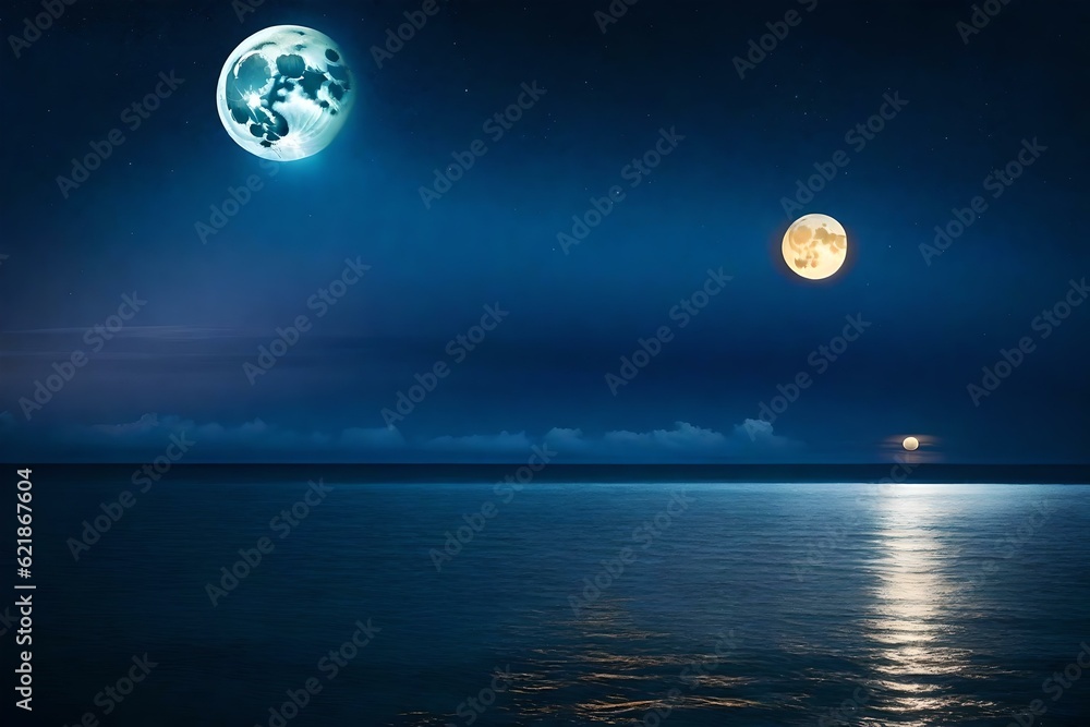 the view of moon over the sea ai generated