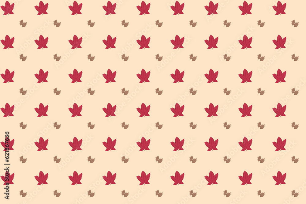 Autumn leaves pattern background - red maple and brown leaves