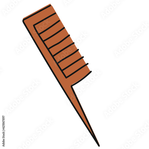 comb handdrawn female beauty icon illustration