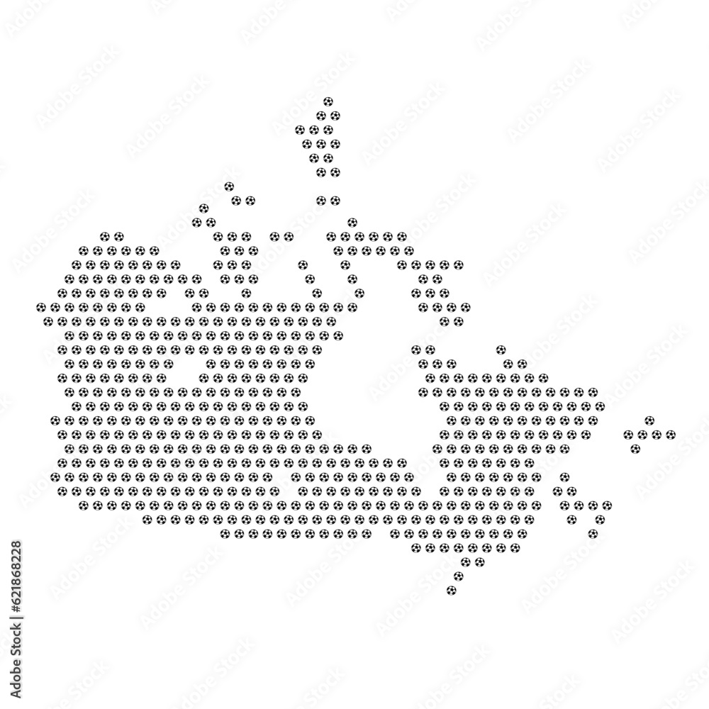 Map of the country of Canada with football soccer icons on a white background Map of the country of Canada with football soccer icons on a white background