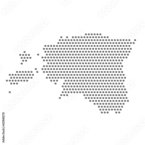 Map of the country of Estonia with football soccer icons on a white background