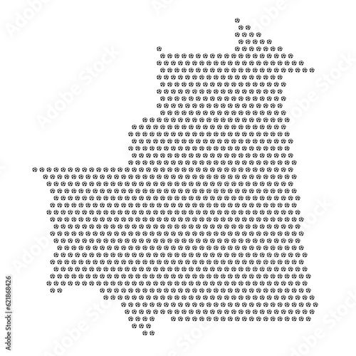 Map of the country of Mauritania with football soccer icons on a white background