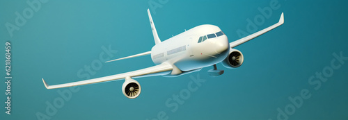 copy background aeroplane fly air blue plane aircraft business white flight. Generative AI.
