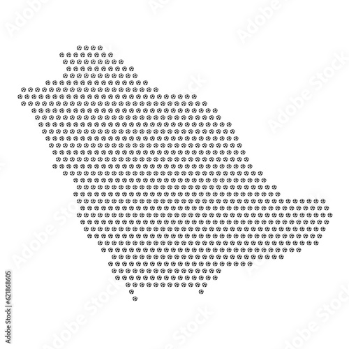 Map of the country of Saudi Arabia with football soccer icons on a white background